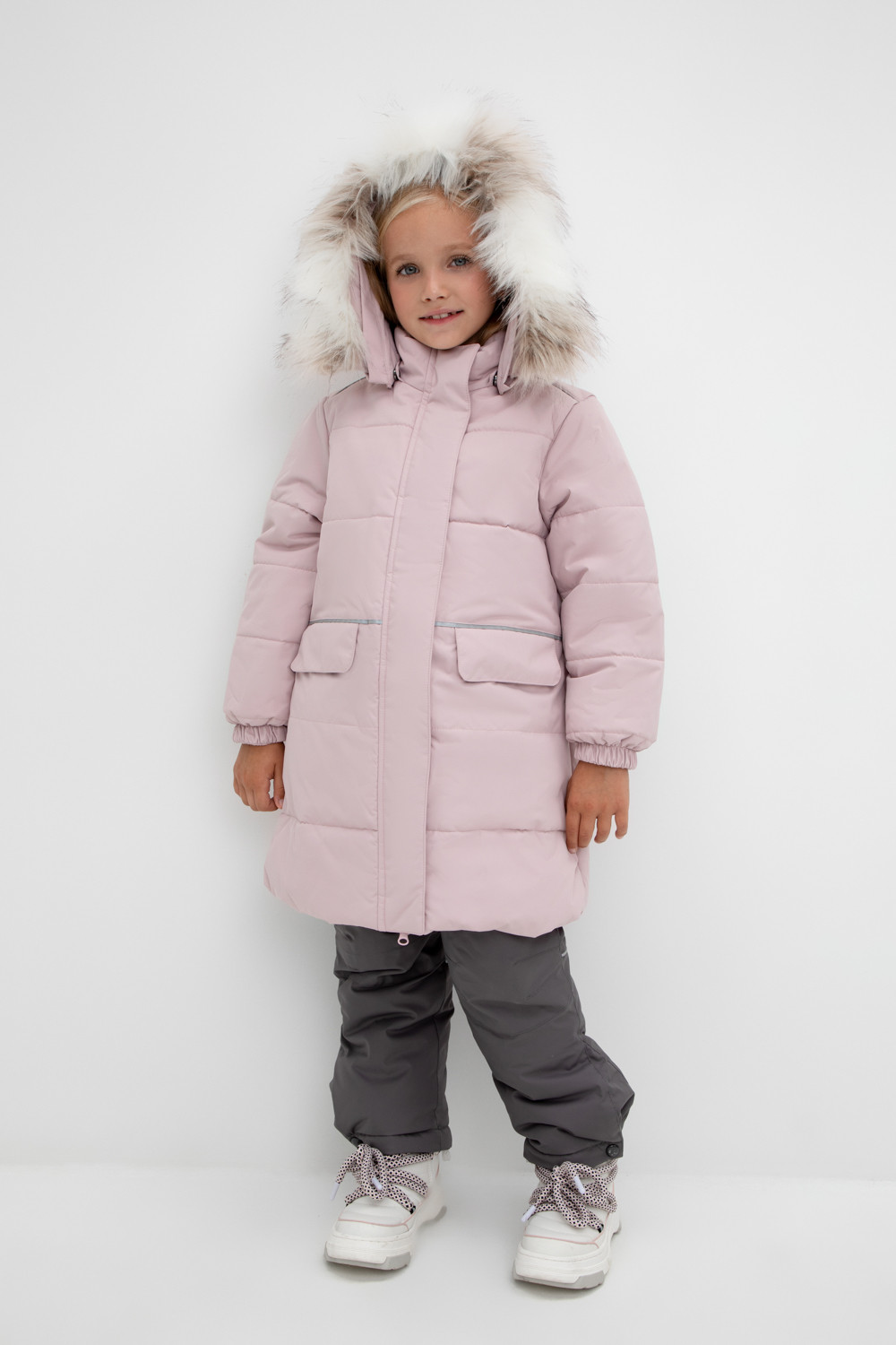 Пальто для девочки, артикул: ВК 38102/1 УЗГ, цвет: розовый, фото 3