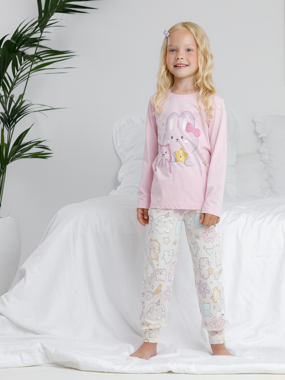 Пижама для девочки, артикул: К 1606, цвет: светло-розовый, фото 3