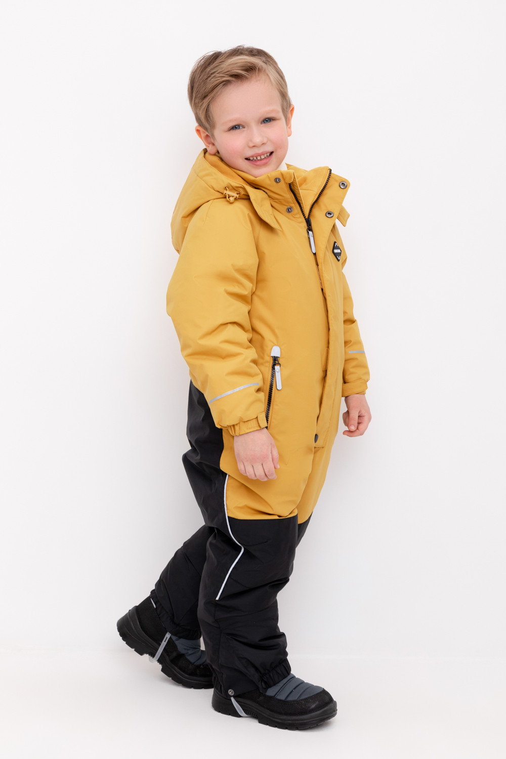 Комбинезоны утепленные для мальчика, артикул: ВК 60122/3 ГР, цвет: желтый, фото 3