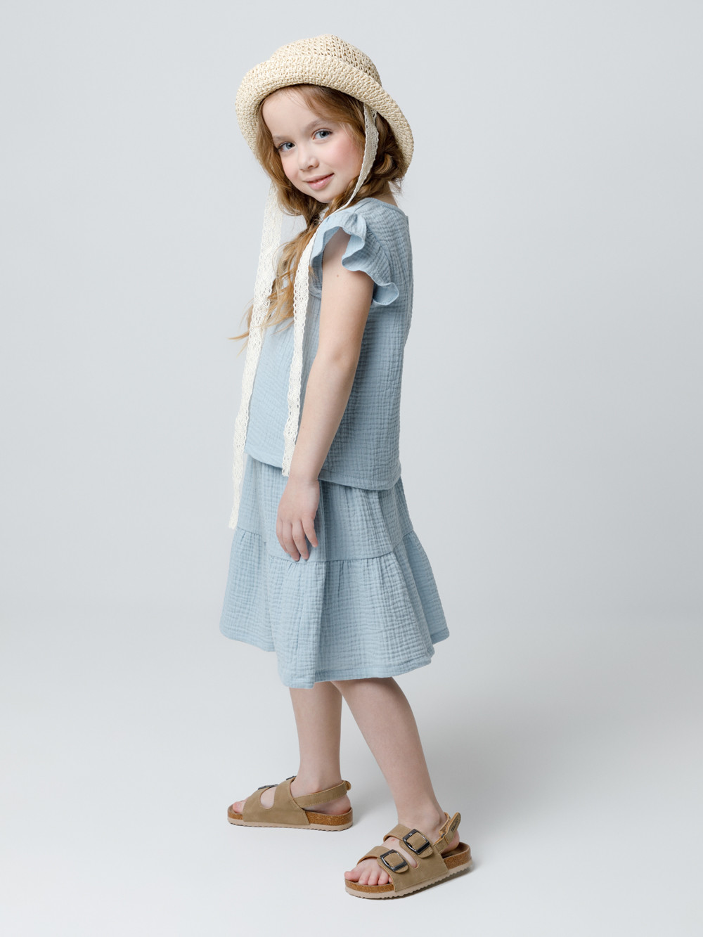 Юбка для девочки, артикул: ТК 70046, цвет: голубой, фото 3