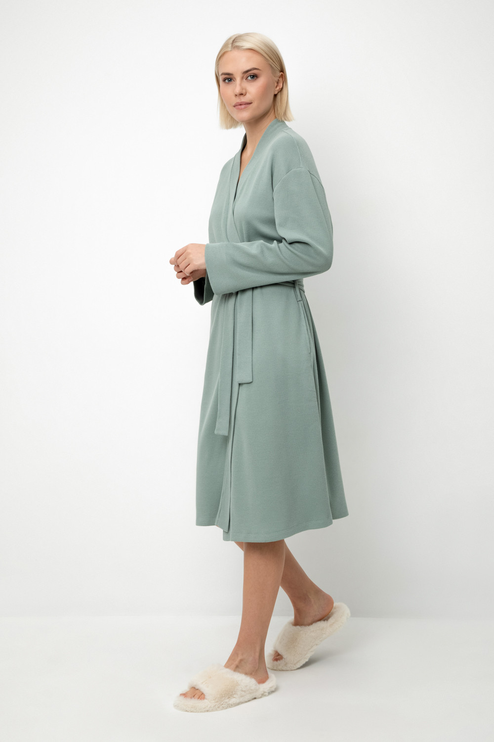 Халаты женские для мам, артикул: Е 50026, цвет: зеленый, фото 3