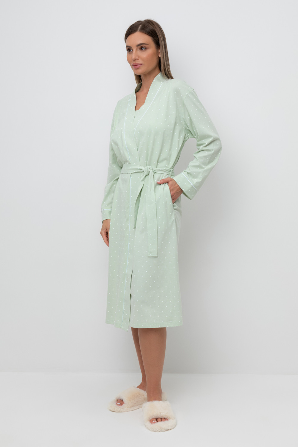 Халаты женские для мам, артикул: Е 50005/24, цвет: зеленый, фото 3