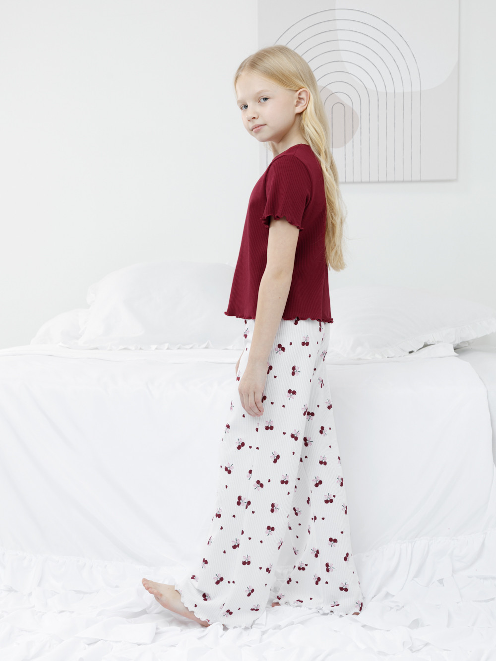 Пижама для девочки, артикул: МП 1669, цвет: бордовый, фото 3