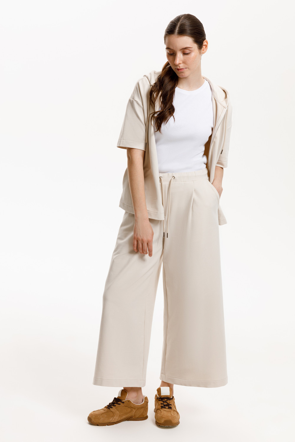 Брюки женские для мам, артикул: ЕВТ 4137, цвет: светло-бежевый, фото 3