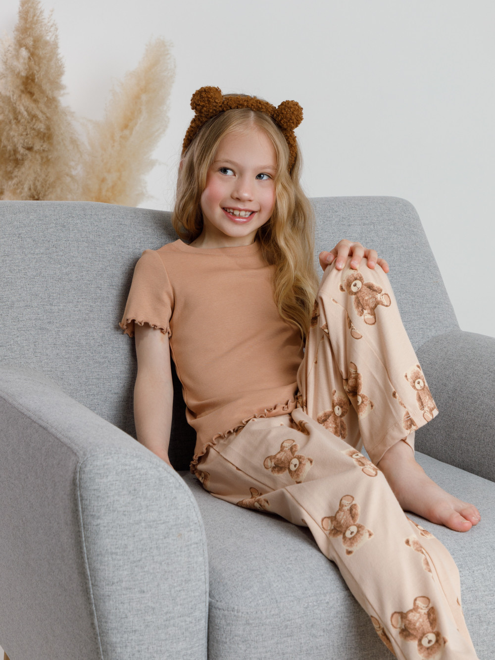 Пижама для девочки, артикул: К 1636, цвет: коричневый, фото 3