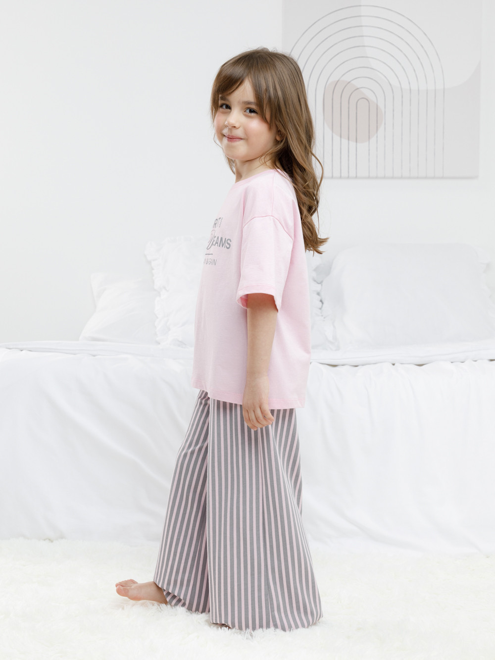 Пижама для девочки, артикул: МП 1666, цвет: светло-розовый, фото 3