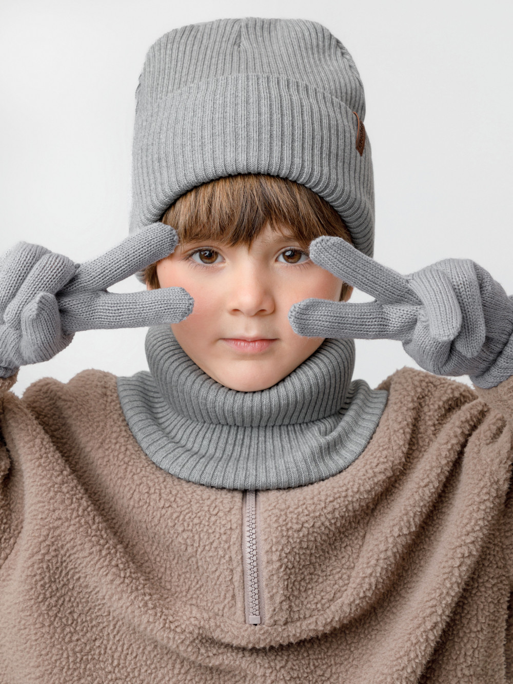Комплект вязаный для мальчика, артикул: КВ 22019, цвет: серый, фото 3