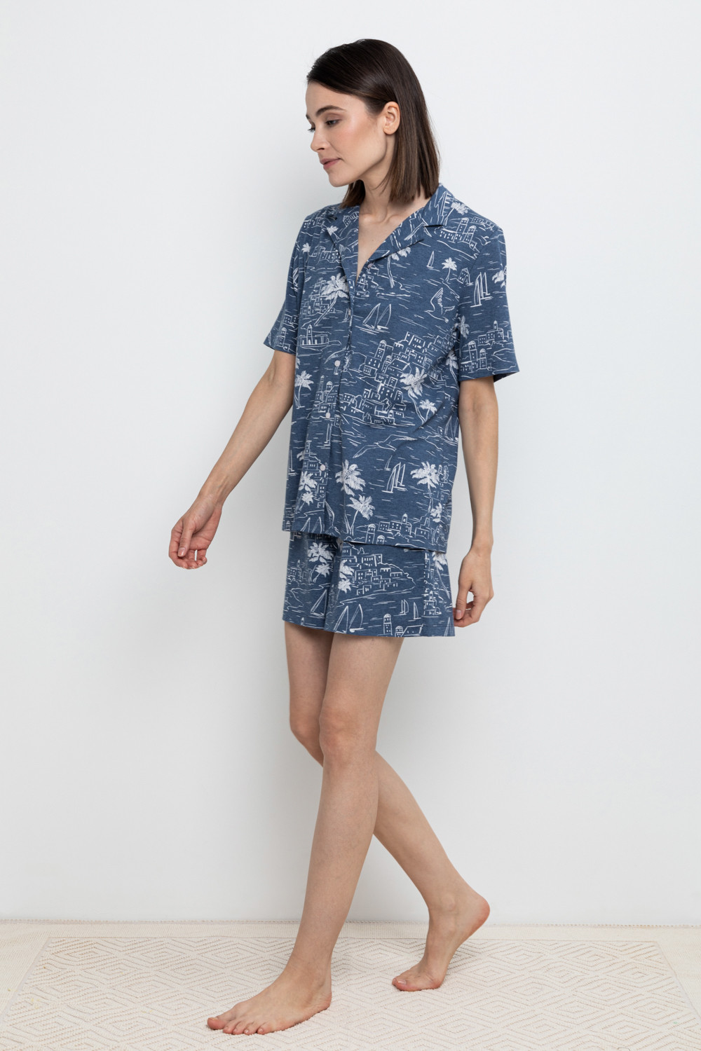 Шорты для дома для мам, артикул: Е 40044, цвет: синий, фото 3