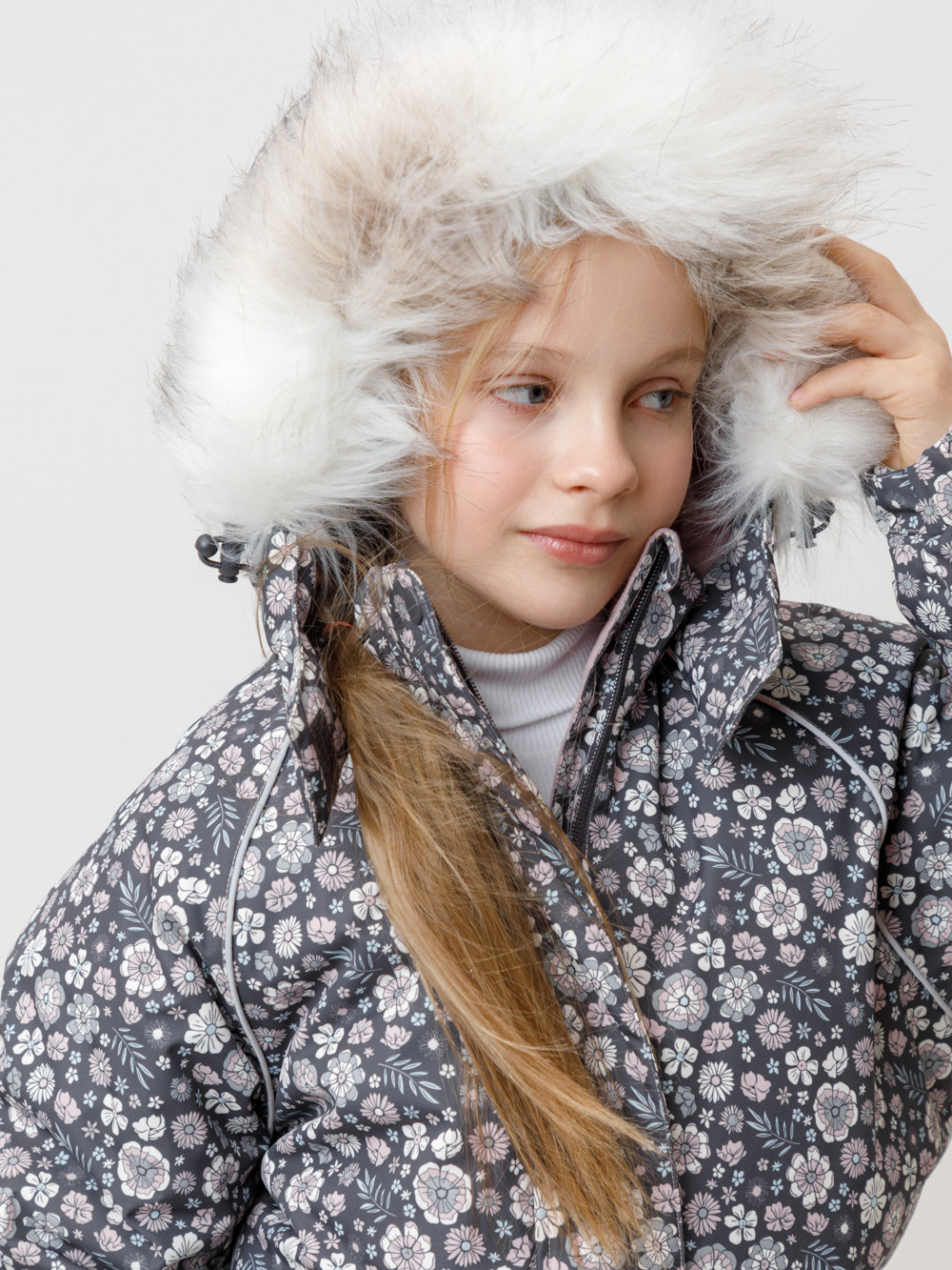 Комбинезоны утепленные для девочки, артикул: ВК 60098/н/10 ГР, цвет: темно-серый, фото 3