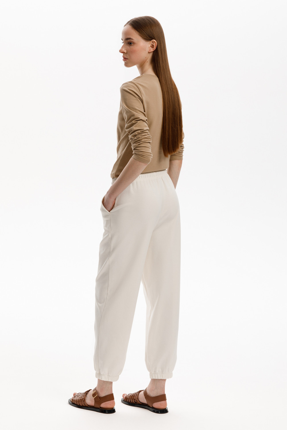 Брюки женские для мам, артикул: ЕВТ 4145, цвет: бежевый, фото 3
