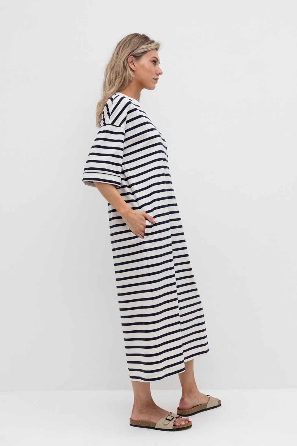 Платья женские для мам, артикул: ЕВТ 5040, цвет: светло-бежевый, фото 3