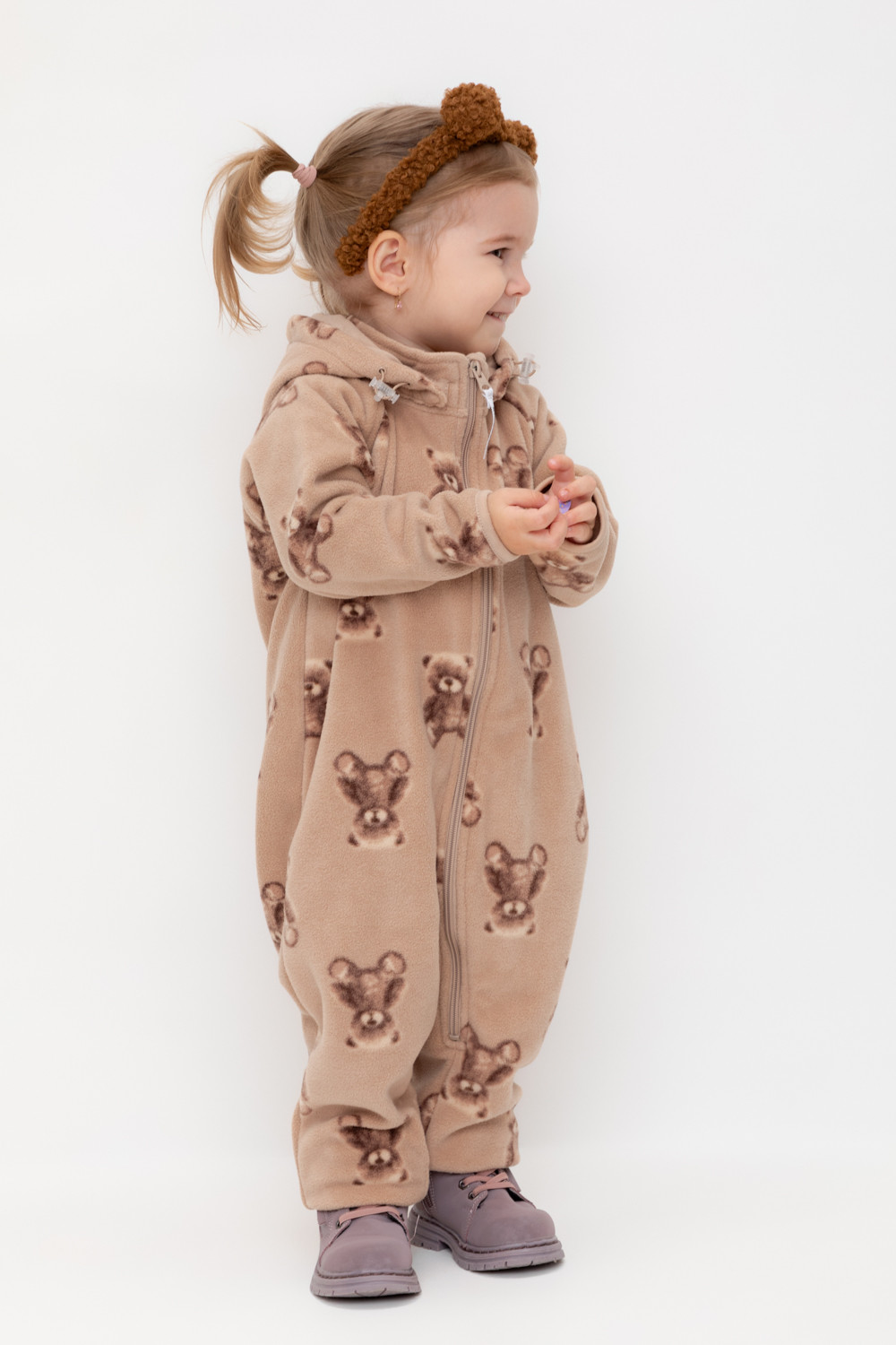 Комбинезон для девочки, артикул: ФЛ 60000, цвет: светло-бежевый, фото 3