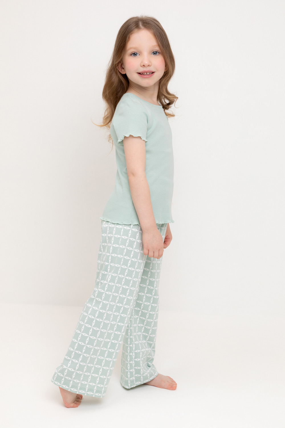 Пижама для девочки, артикул: К 1636, цвет: голубой, фото 3