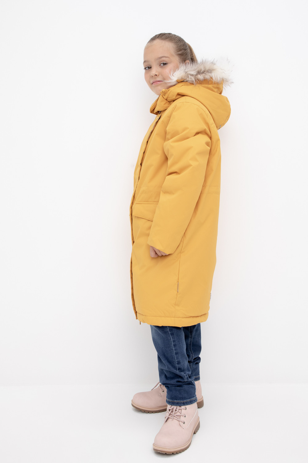 Пальто для девочки, артикул: ВК 38107/1 ГР, цвет: желтый, фото 3