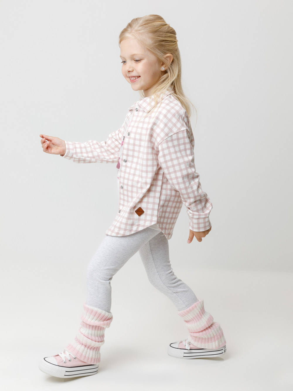 Лосины для девочки, артикул: МП 4074, цвет: серый, фото 3