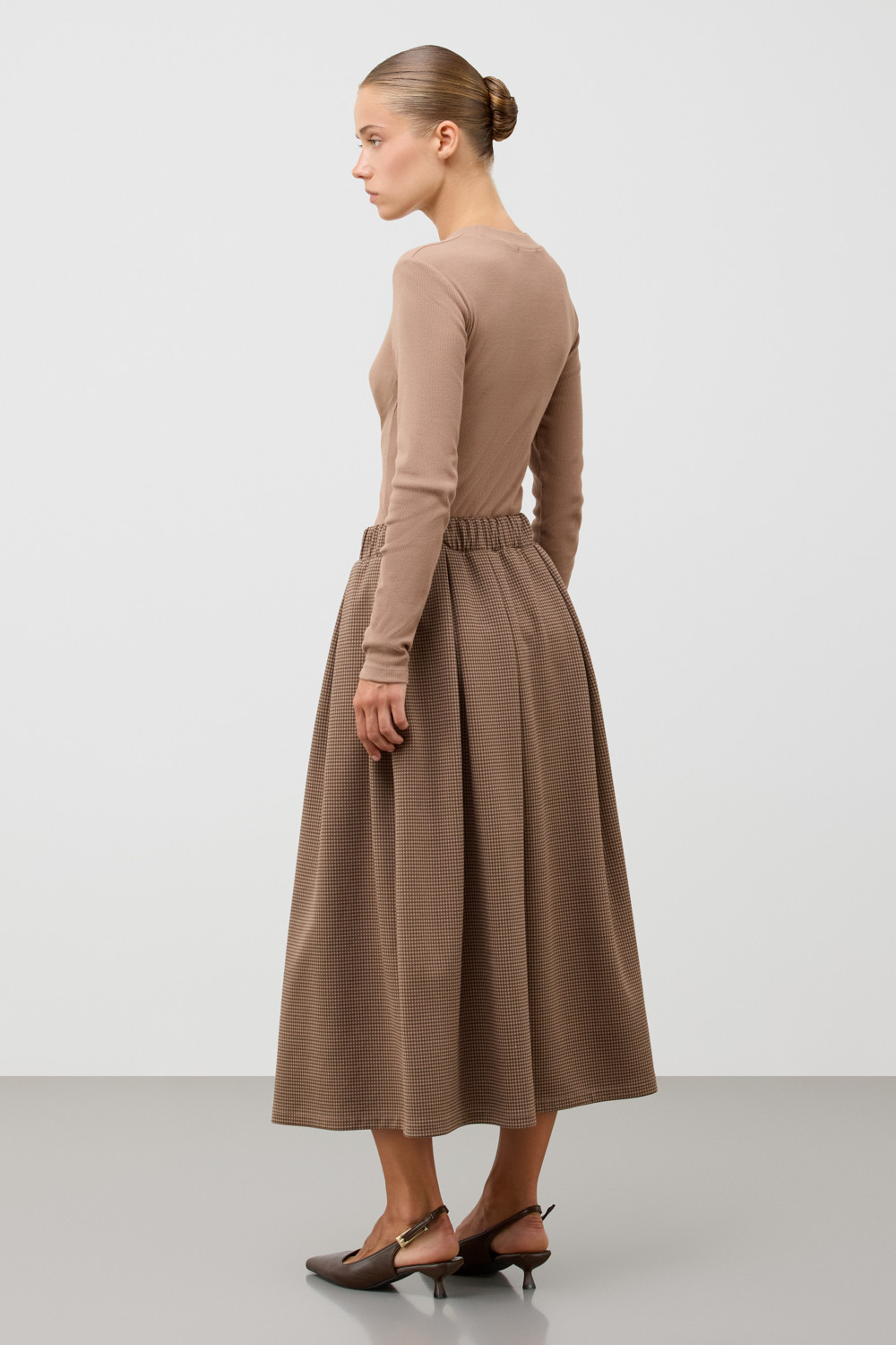 Юбки женские для мам, артикул: ЕВТ 7034, цвет: коричневый, фото 3