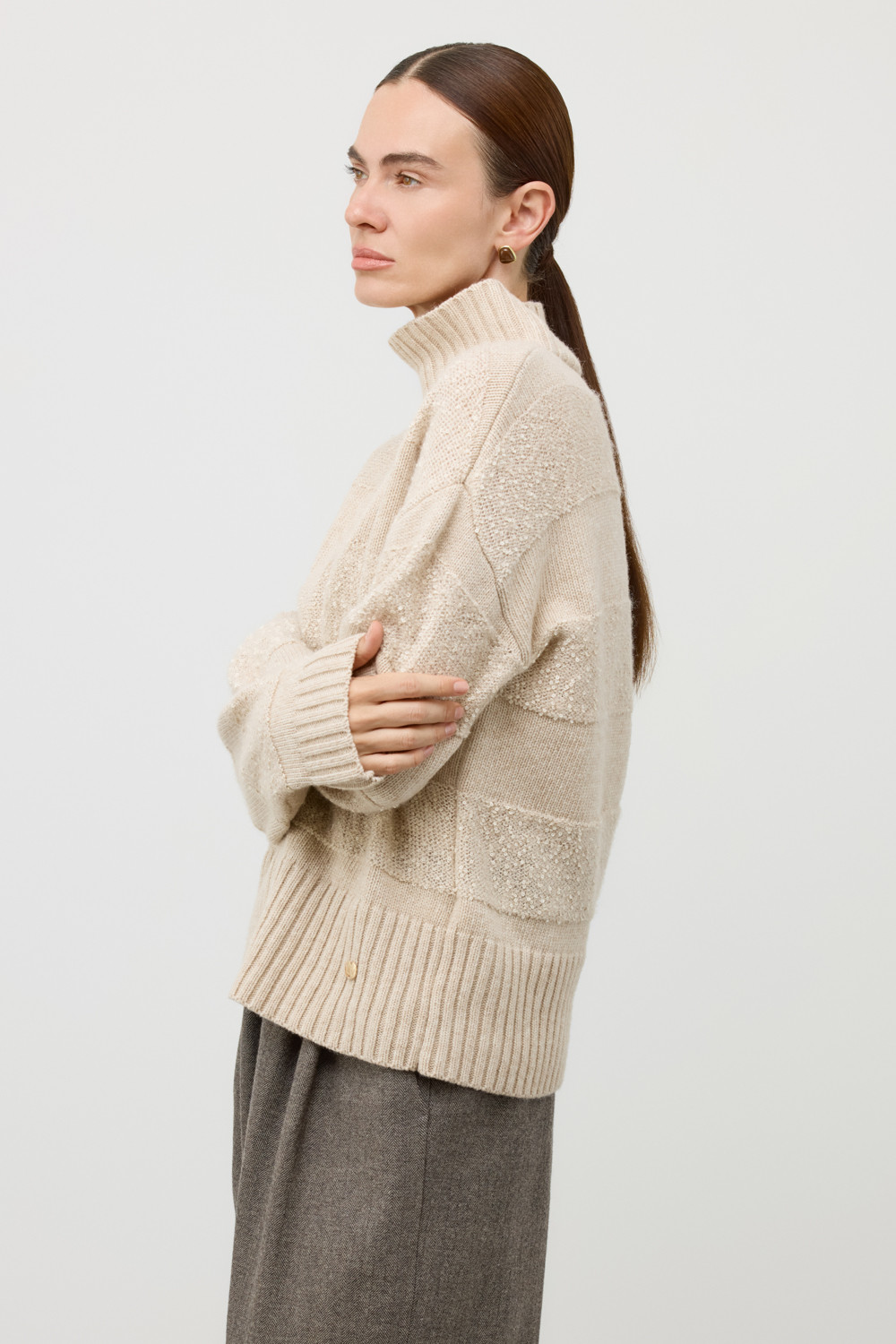 Джемперы женские для мам, артикул: ЕВ 30266/ш, цвет: бежевый, фото 3