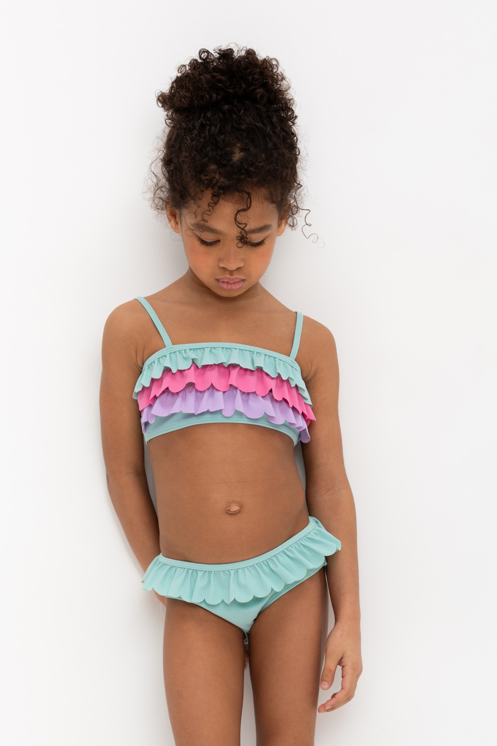 Купальник для девочки, артикул: ТК 17009/6 ФВ, цвет: бирюзовый, фото 3