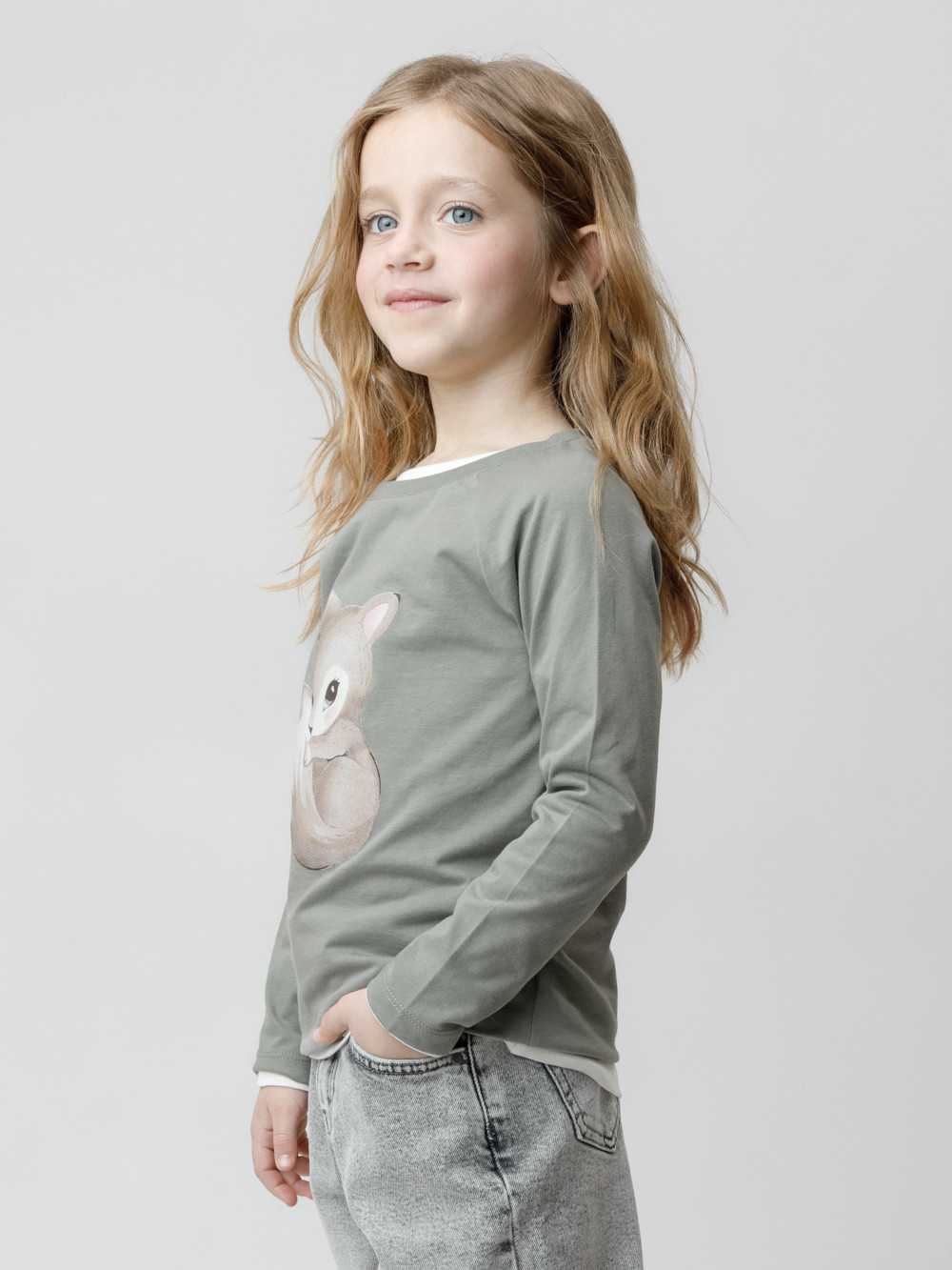 Лонгсливы для девочки, артикул: КР 302904, цвет: хаки, фото 3