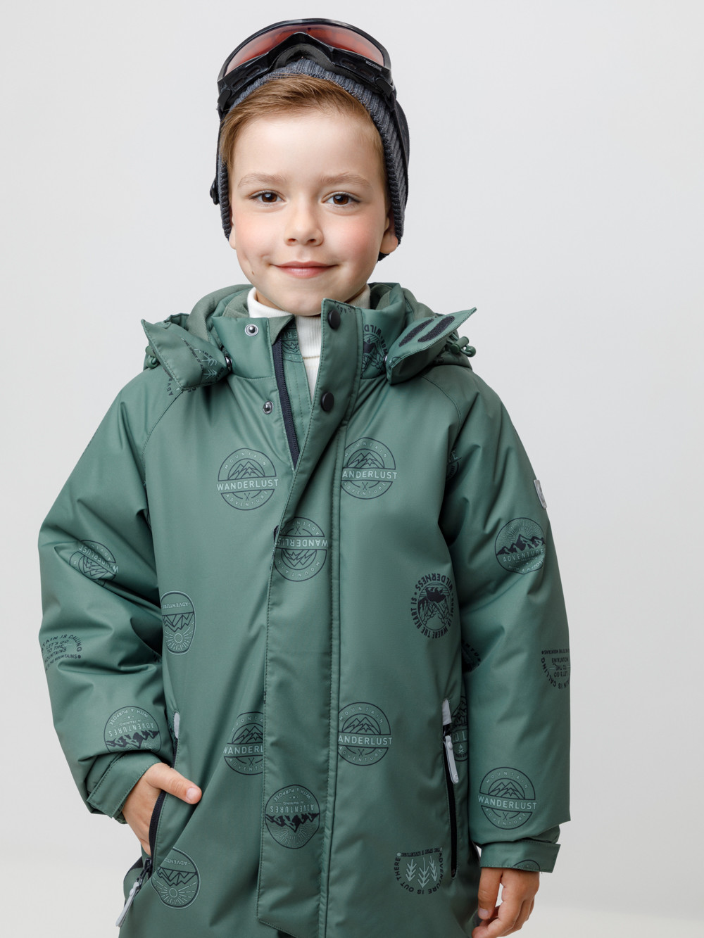 Комбинезоны утепленные для мальчика, артикул: ВК 60127/н/5 УЗГ, цвет: зеленый, фото 3