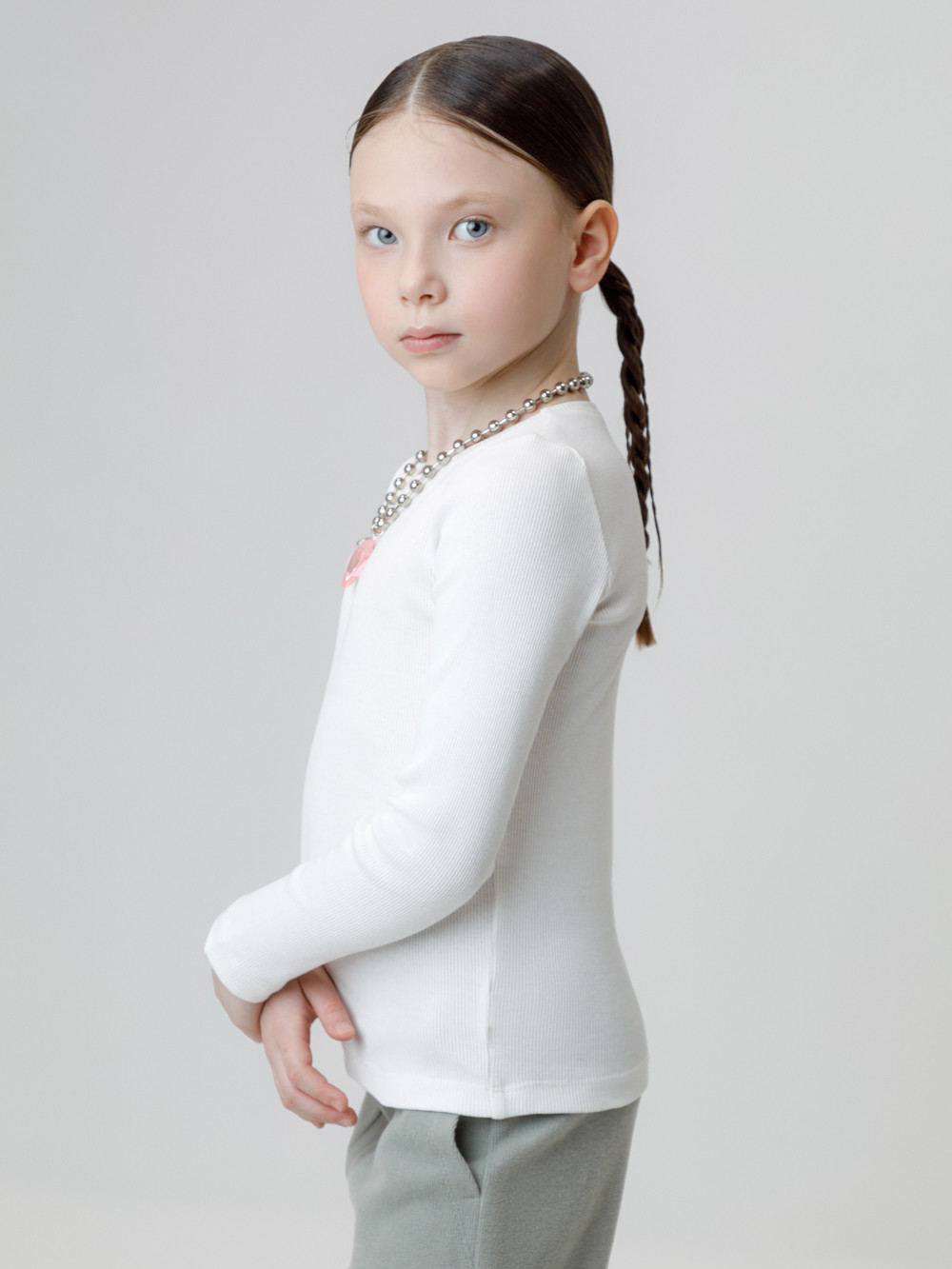 Лонгсливы для девочки, артикул: КР 301911, цвет: сахар, фото 3