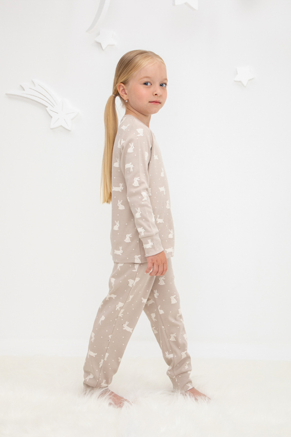 Пижама для девочки, артикул: К 1552, цвет: бежевый, фото 3