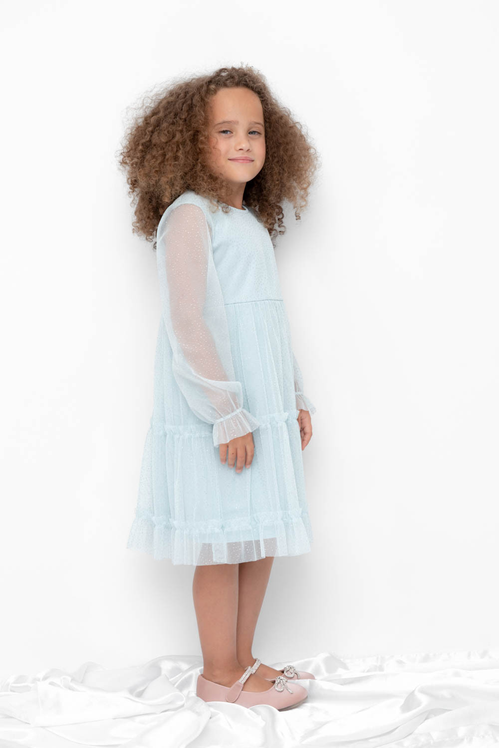 Платье для девочки, артикул: К 5854, цвет: голубой, фото 3