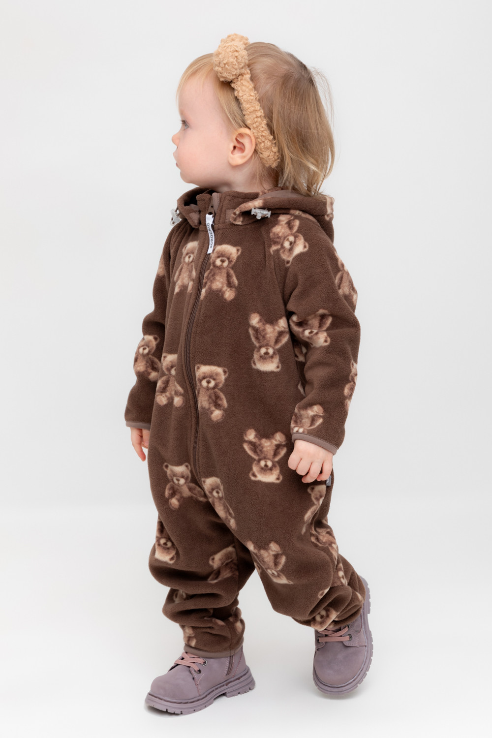 Комбинезон для девочки, артикул: ФЛ 60000, цвет: кофейный, фото 3