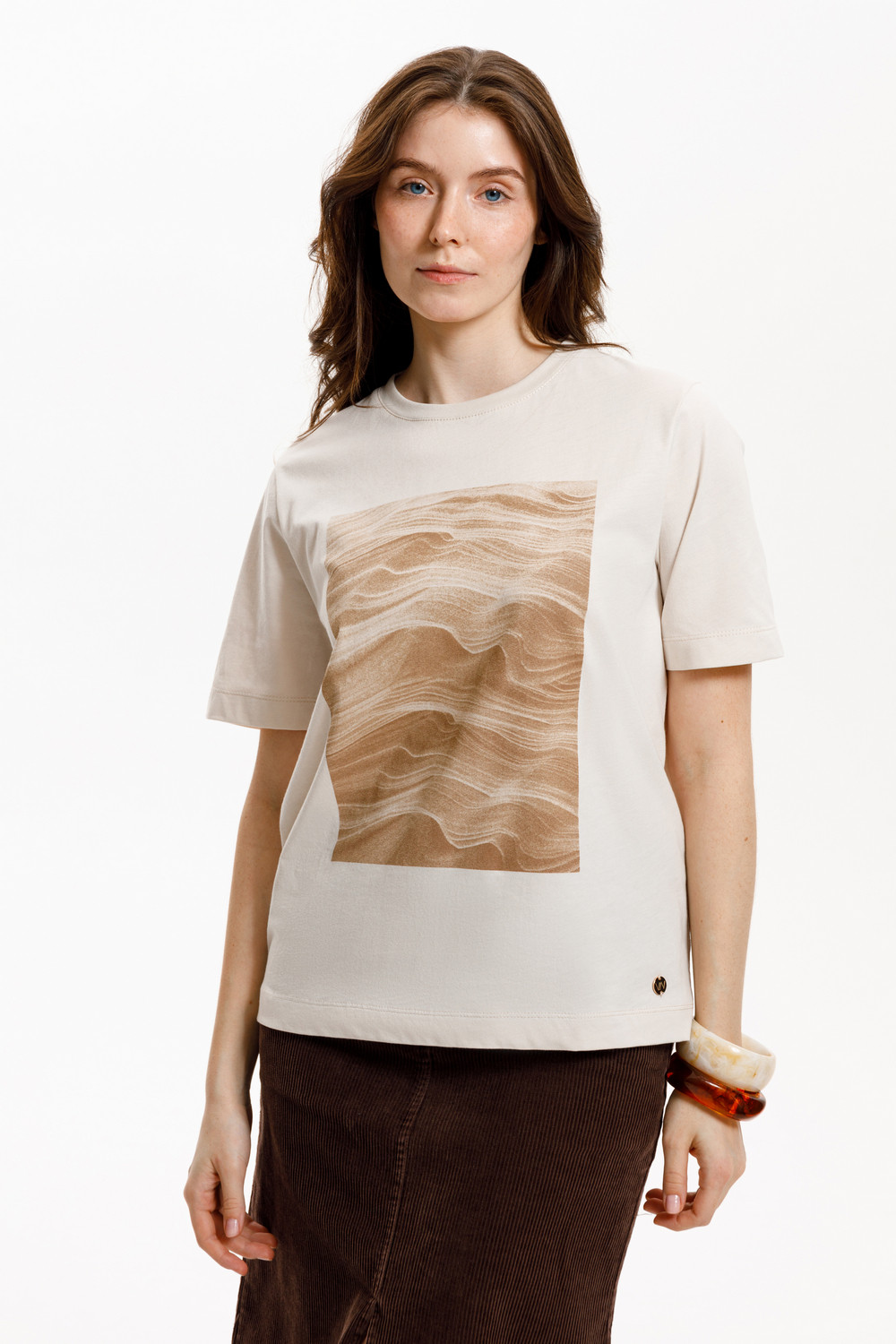 Футболки женские для мам, артикул: ЕВТ 3309, цвет: светло-бежевый, фото 3