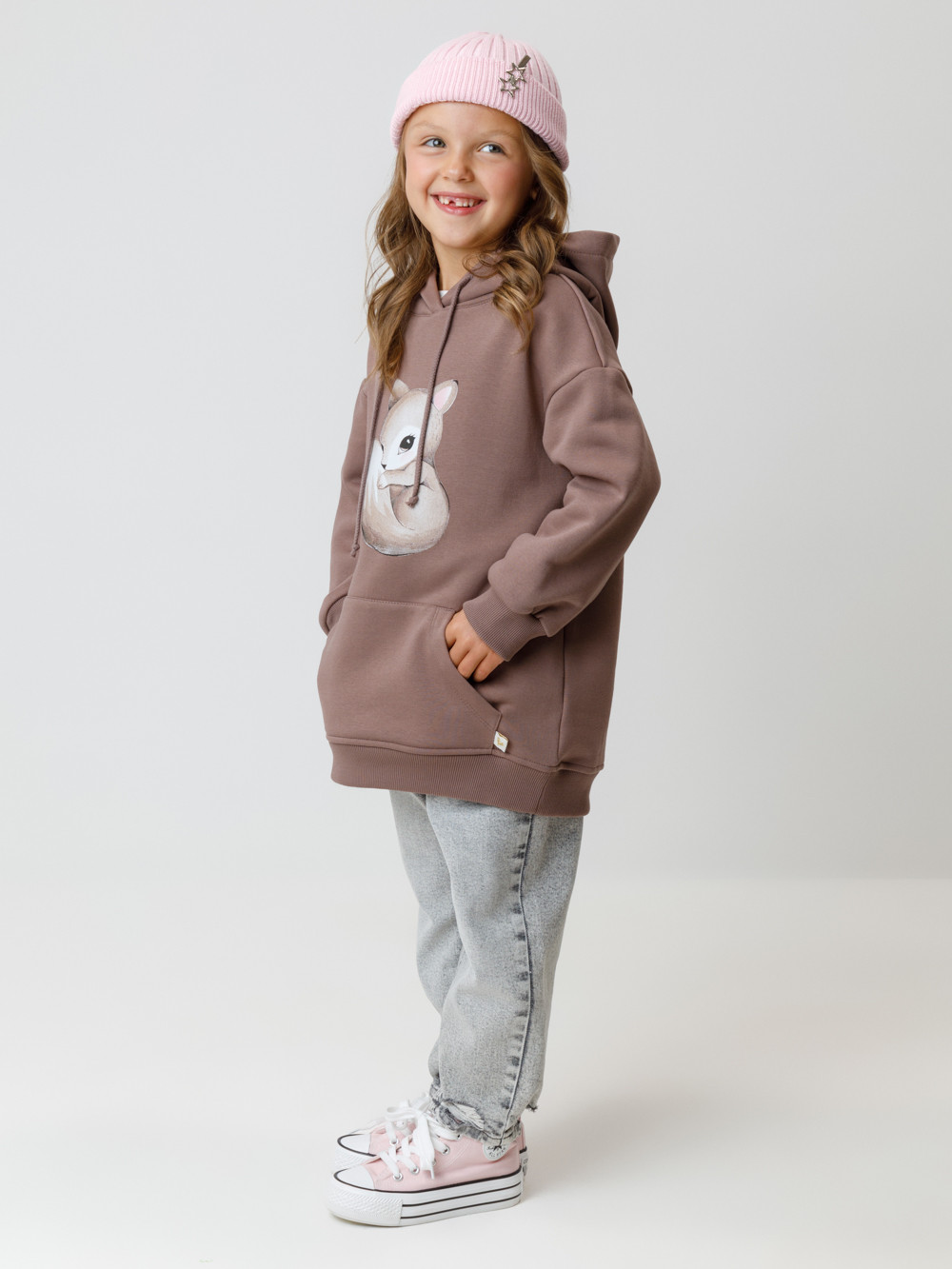 Худи для девочки, артикул: КР 302165, цвет: кофейный, фото 3