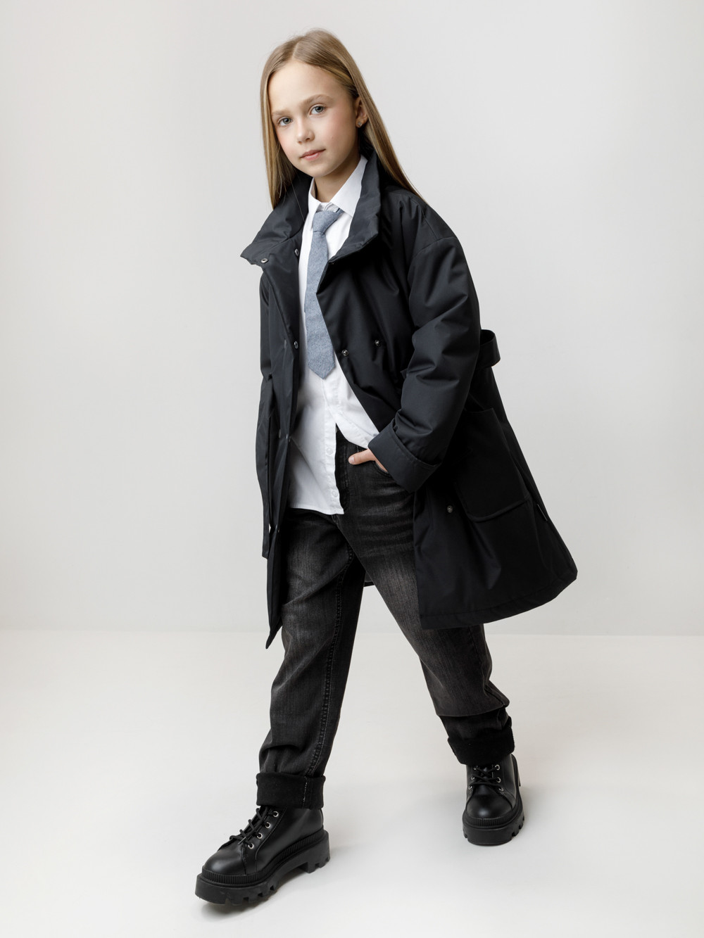 Пальто для девочки, артикул: ВК 32192/1 ГР, цвет: черный, фото 3
