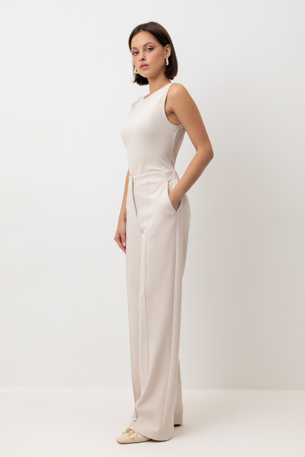 Брюки женские для мам, артикул: ЕВТ 4130, цвет: бежевый, фото 3