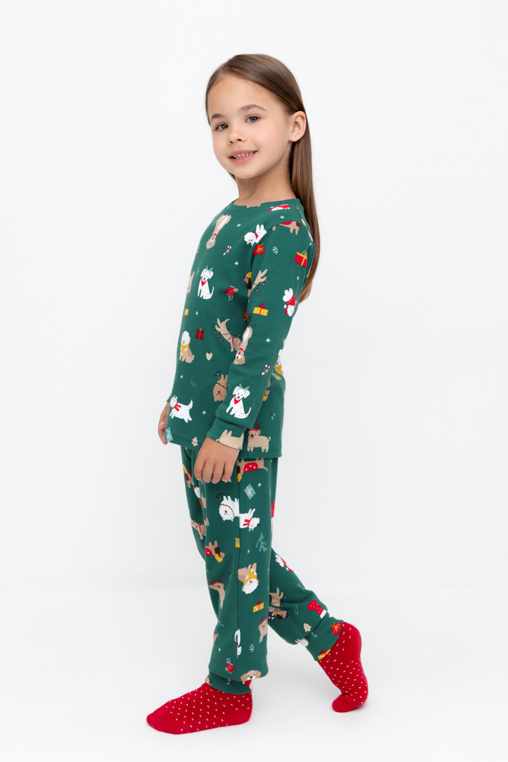 Пижама для девочки, артикул: К 1552, цвет: зеленый, фото 3