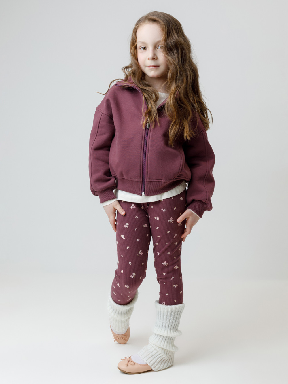 Лосины для девочки, артикул: КР 400874, цвет: бордовый, фото 3