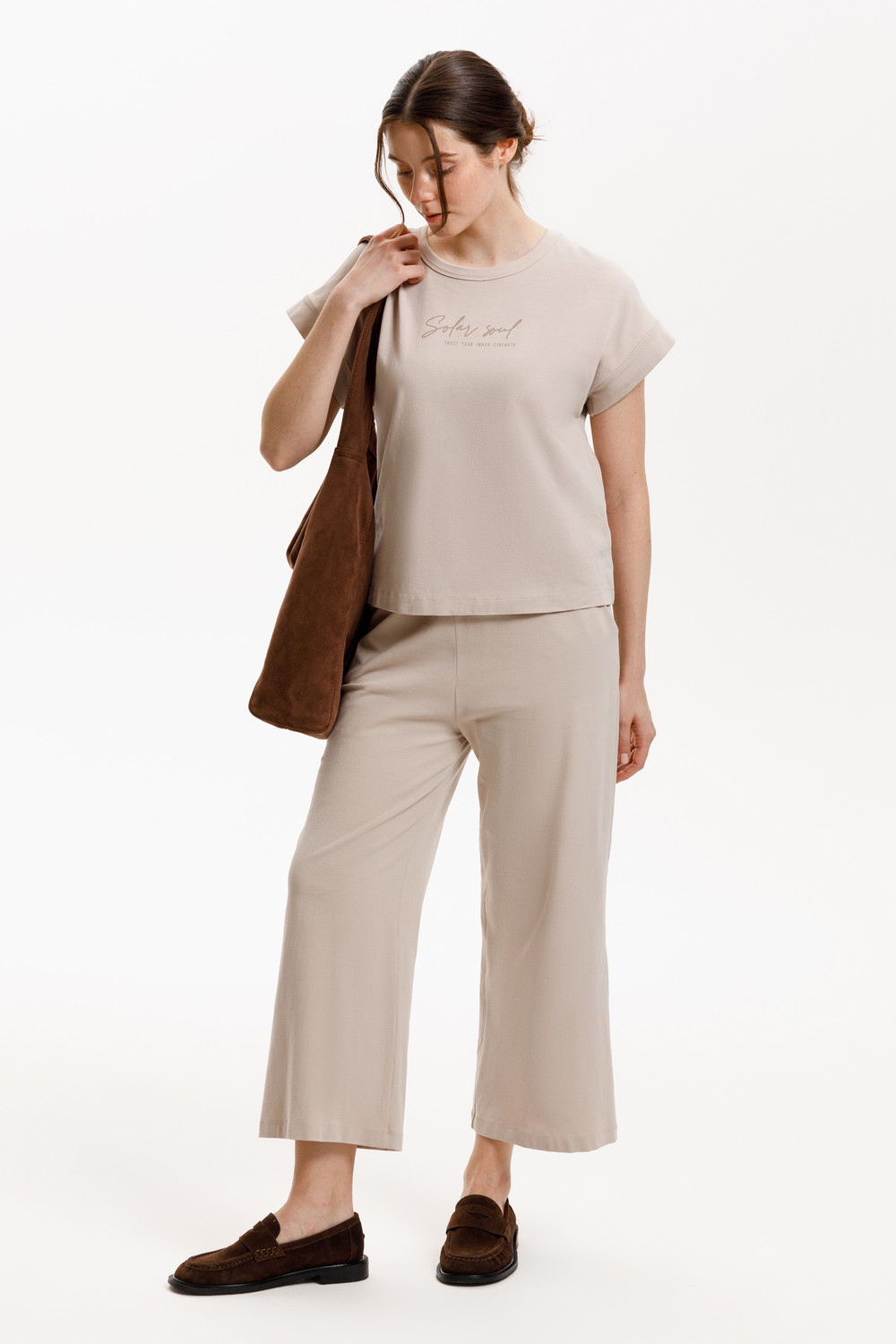 Брюки женские для мам, артикул: ЕВТ 4146, цвет: бежевый, фото 3