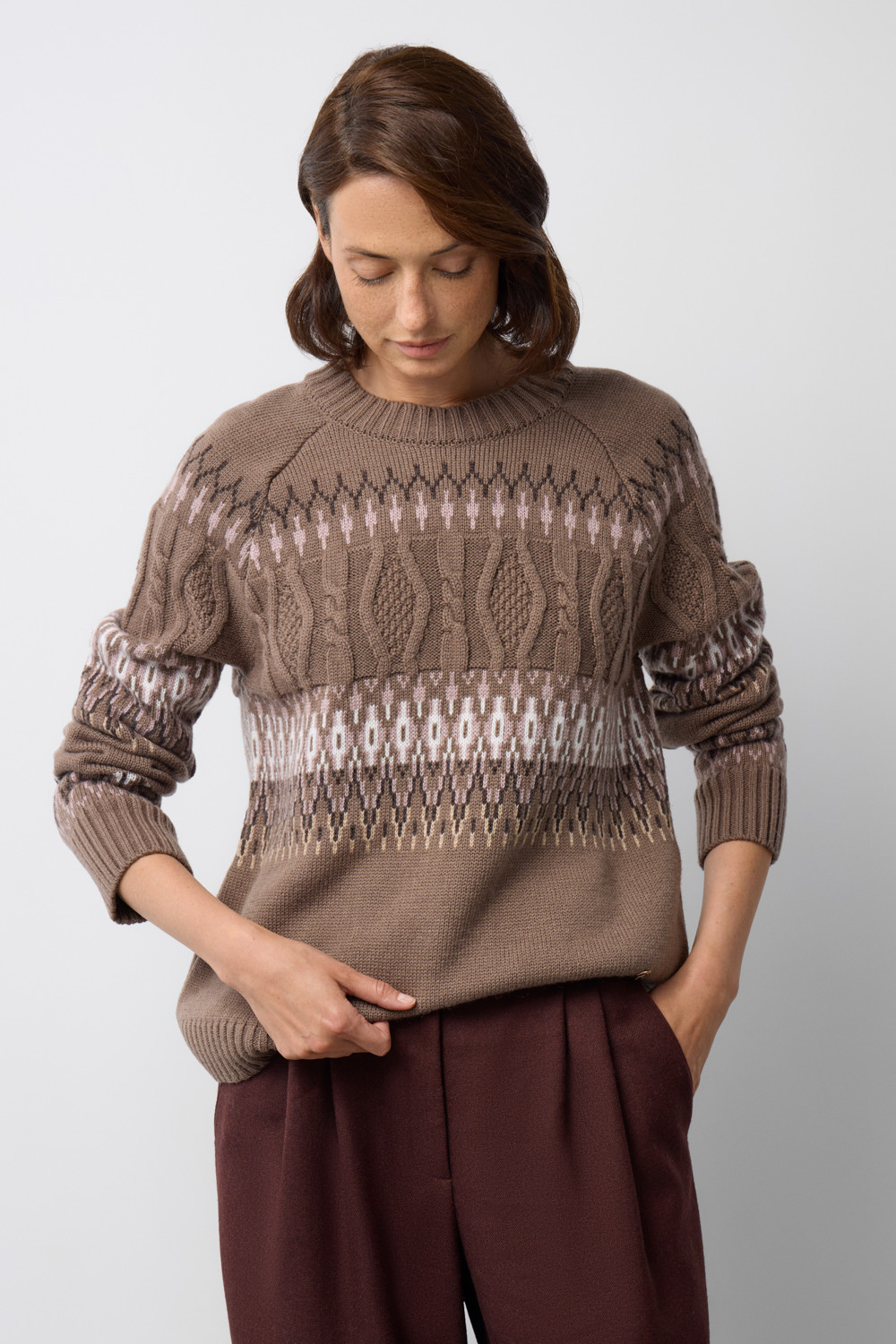 Джемперы женские для мам, артикул: ЕВ 30278/ш, цвет: кофейный, фото 3