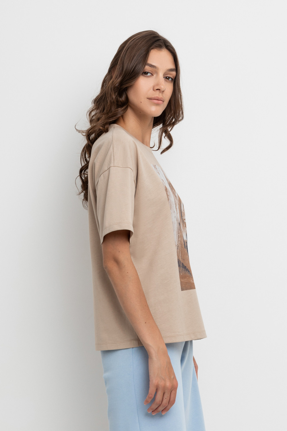 Футболки женские для мам, артикул: ЕВТ 3230, цвет: бежевый, фото 3