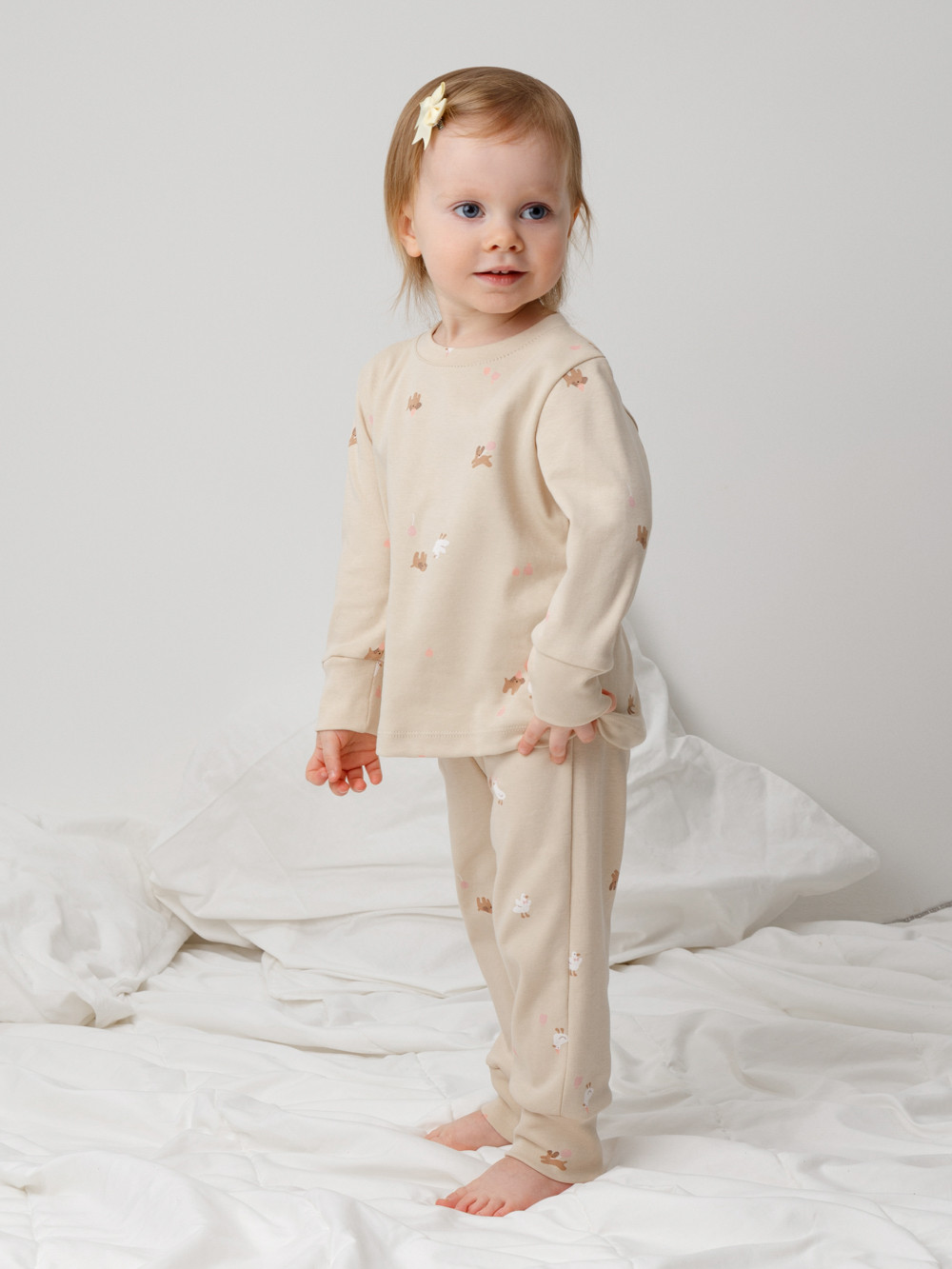 Пижама для девочки, артикул: К 1552, цвет: бежевый, фото 3