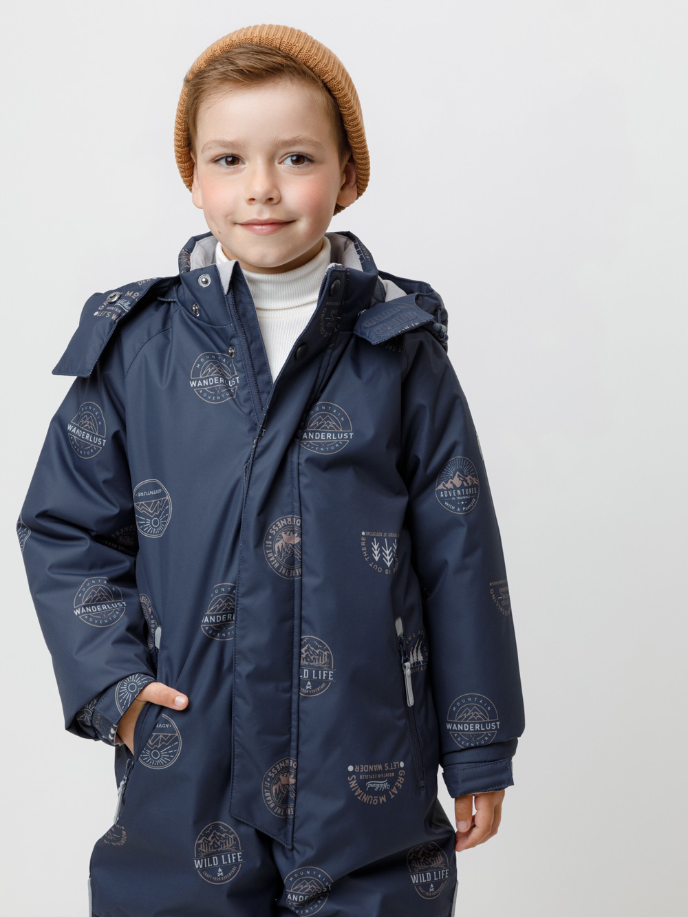 Комбинезоны утепленные для мальчика, артикул: ВК 60127/н/6 УЗГ, цвет: темно-синий, фото 3