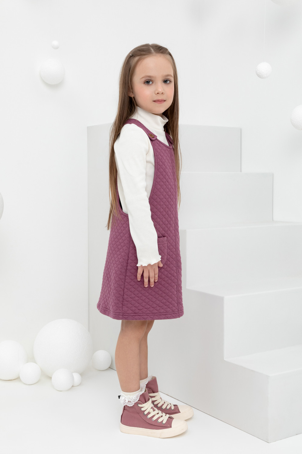 Сарафан для девочки, артикул: КР 5712, цвет: фиолетовый, фото 3