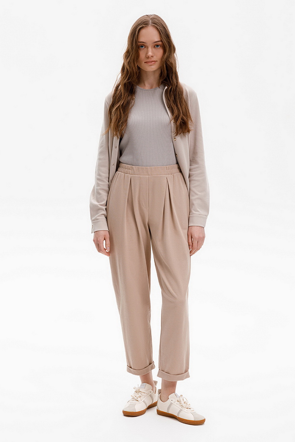 Брюки женские для мам, артикул: ЕВТ 4132, цвет: бежевый, фото 3