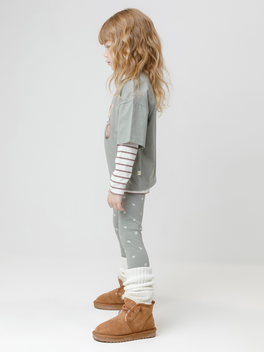 Лосины для девочки, артикул: КР 4074, цвет: хаки, фото 3