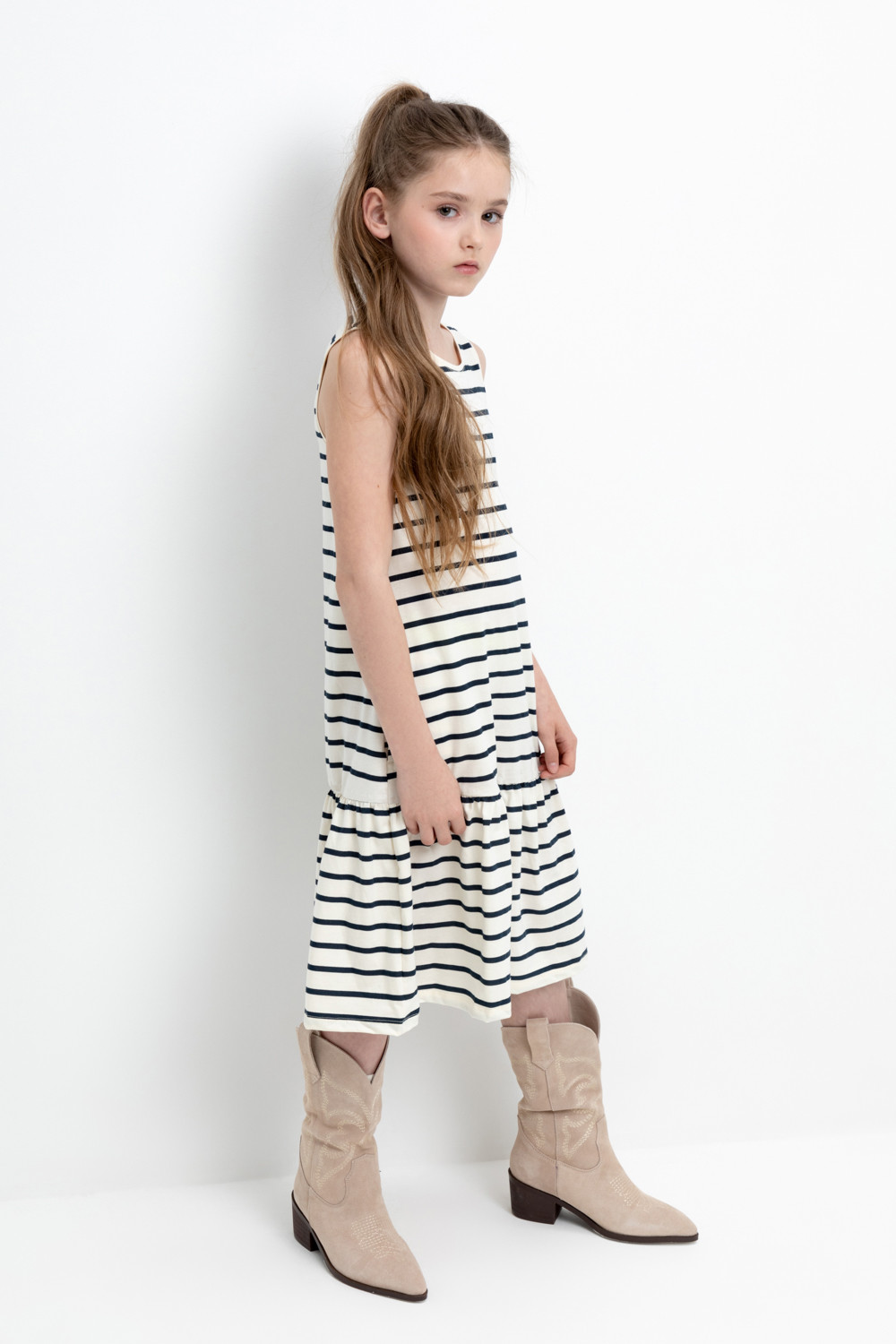 Сарафан для девочки, артикул: КР 5803, цвет: светло-бежевый, фото 3