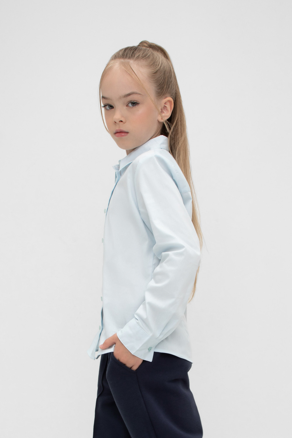 Блузка для девочки, артикул: ТК 39030, цвет: голубой, фото 3
