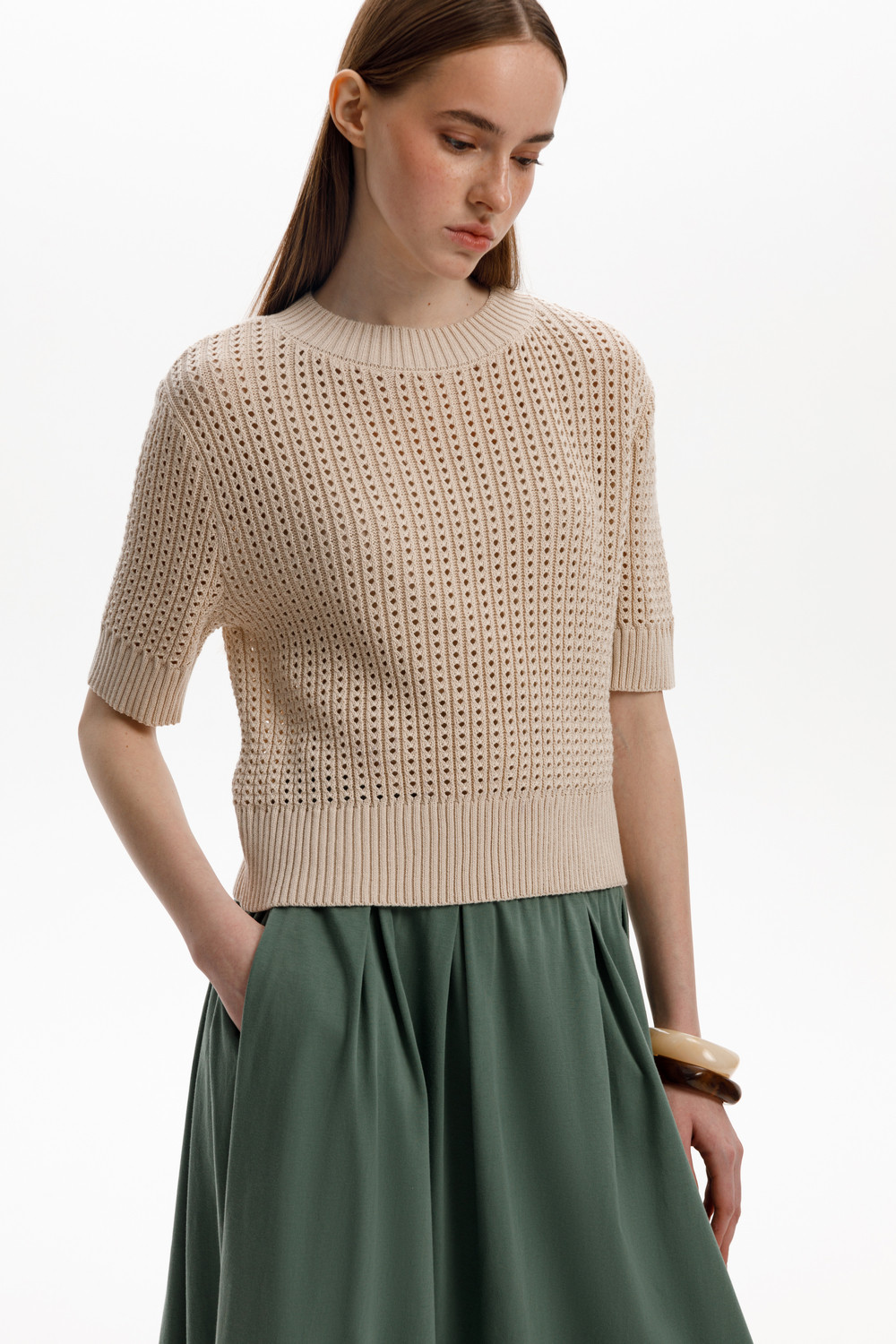 Юбки женские для мам, артикул: ЕВТ 7022, цвет: зеленый, фото 3