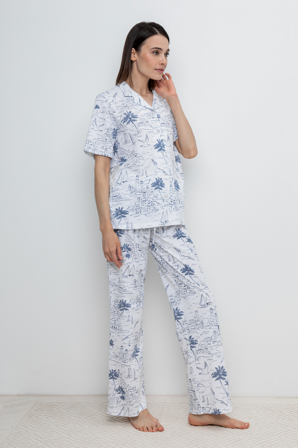 Брюки для дома для мам, артикул: Е 40043, цвет: белый, фото 3