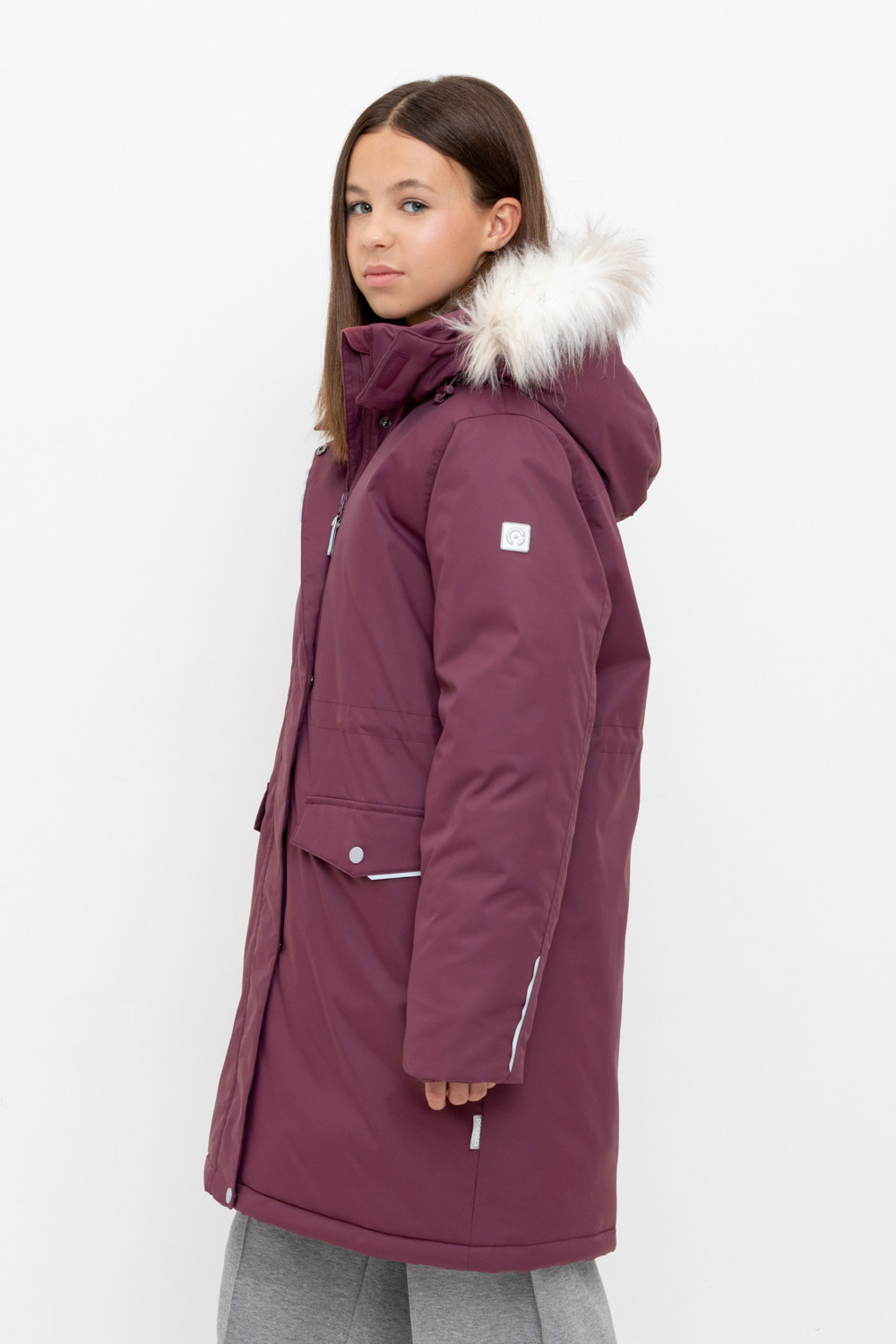 Пальто для девочки, артикул: ВК 38107/6 ГР, цвет: бордовый, фото 3