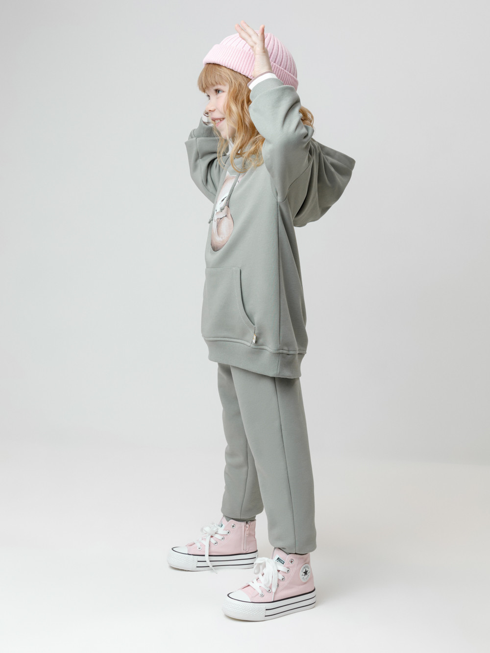 Худи для девочки, артикул: КР 302165, цвет: хаки, фото 3