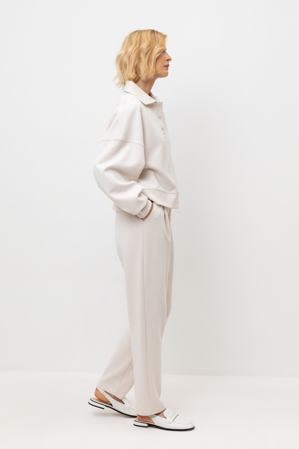 Брюки женские для мам, артикул: ЕВТ 4133, цвет: светло-бежевый, фото 3