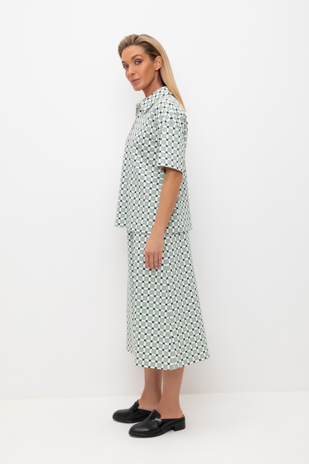 Юбки женские для мам, артикул: ЕВТ 7014, цвет: хаки, фото 3